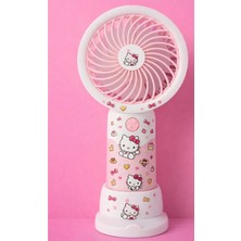 Tastech Sevimli Karakterli Şarjlı El Fanı 3 Kademeli Serinletici Vantilatör Kuromi Stickerlı Fan -Beyaz