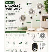 Tastech Fzm-11 Şarjlı Vantilatör 4 Boy Ayarlanabilir Masaüstü ve Ayaklı Kullanım Için Uygun Taşınabilir LED Işıklı Serinletici Fan 5 Kademe Hız Ayarlı Otomatik Salınım ve Zaman Ayarlı Fan