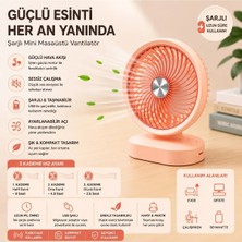 Tastech DD5007 Masaüstü Şarjlı Fan 3 Kademeli Taşınabilir Vantilatör Hafif Taşınabilir Serinletici Mini Klima Fan - Pembe