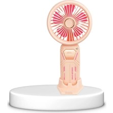 Tastech Brushless Turbo Motor Şarjlı El Fanı Masaüstü ve Taşınabilir Mini Vantilatör 5 Kademeli Fan -Pembe