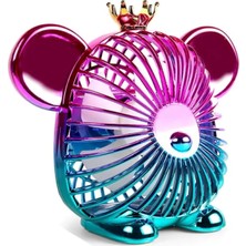 Tastech Şarjlı Masaüstü Vantilatör Cute Bear Serinletici Sevimli Ayı Figür Fan3 Kademe Hız Ayarlı Fan -Pembe