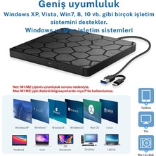 Teknofaji Harici DVD Rw Yazıcı ve Okuyucu  USB 3.0,tip C 2 VCD CD Optik Sürücü External DVD Drive