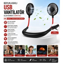 Tastech F3 Boyun Askılı Vantilatör Serinletici Fan Çift Fan Tasarımlı Boyunluk Vantilatör 3 Kademe Hız Ayarlı Şarjlı Mini Klima Pervane -Siyah