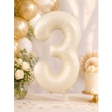 Parti Dükkanı Krem Beyaz 3 Rakam Folyo Balon 34 Inç 76 cm Helyum Uyumlu Doğum Günü Baby Shower Yıl Dönümü Parti Balonu (0-9)