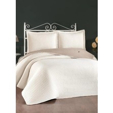 Livoras Home Elisa Dolgulu Çift Taraflı Çift Kişilik 240X260 cm Yastıklı Yatak Örtüsü Krem