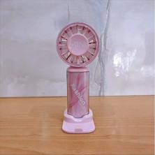 Tastech Fashion Mini Şarjlı El Fanı Masaüstü Telefon Standlı Serinletici Vantilatör Soğutucu Fan -Pembe