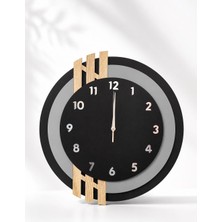 Nordic Line Modern Ahşap Duvar Saati 43 cm | Premium Dekoratif Iskandinav Tasarım