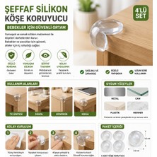 Mersi Shop Şeffaf Silikon Top Şekilli Köşe Koruyucu | Bebek Güvenlik Masa Kenar Koruyucu 4'lü Set