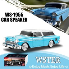Tastech Nostaljik Araba Şeklinde Bluetooth Hoparlör Sd Kart USB Fm Radyolu Şarjlı Taşınabilir Speaker-Mavi