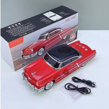 Tastech Nostaljik Araba Şeklinde Bluetooth Hoparlör Sd Kart USB Fm Radyolu Şarjlı Taşınabilir Speaker-Kırmızı