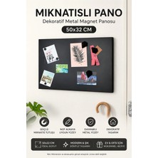 Hobialem Metal Magnet Panosu , Mıknatıslı Pano Siyah, 50X32 Cm, Dekoratif Hatırlatma Panosu