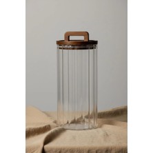 Bereketli Store Arow Ecolid 2400 ml Çizgi Detaylı Cam Kavanoz | Büyük Boy Saklama Kabı