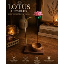 Prusias Wood Lotus Çiçekli Tütsülük Ahşap Tabanlı Dekoratif Tütsü Standı Meditasyon Yoga Dekor