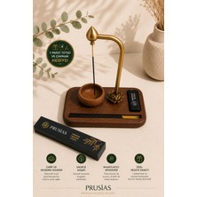 Prusias Wood Lotus Çiçekli Ahşap Tütsülük + Çakmaklık ve Tütsü Saklama Alanlı + Çakmak ve 1 Paket Tütsü Hediyeli
