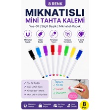 Dünya Magnet Silinebilir Mıknatıslı Mini Tahta Kalemi, 8 Renk, Yaz-Sil, Yazı Tahtası Kalemi, Keçeli Silgili Kalem