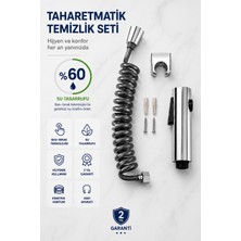 Kustar Bas Bırak Taharetmatik Temizlik Seti Spiral Hortumlu El Duşu Şattaf Seti 160 cm Hortumlu