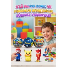 Farbu Oyuncak 3'lü Mario Sonic ve Pokemon Figürlü Anahtarlık Koleksiyonluk Karakterli Sürpriz Yumurta Seti