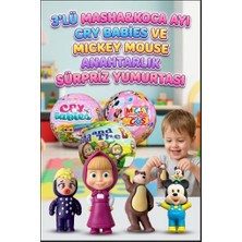 Farbu Oyuncak 3'lü Mash&koca Ayı Crybabies ve Mickey Mouse Figürlü Anahtarlık Karakterli Sürpriz Yumurta Seti