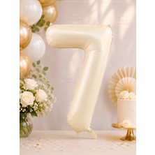 Parti Dükkanı Krem Beyaz 7 Rakam Folyo Balon 34 Inç 76 cm Helyum Uyumlu Doğum Günü Baby Shower Yıl Dönümü Parti Balonu (0-9)