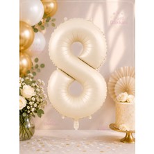 Parti Dükkanı Krem Beyaz 8 Rakam Folyo Balon 34 Inç 76 cm Helyum Uyumlu Doğum Günü Baby Shower Yıl Dönümü Parti Balonu (0-9)
