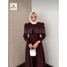 Modiva Mix New Season!! Taş Işlemeli Pelerin Detaylı Tesettür Abiye Elbise