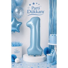 Parti Dükkanı Mavi 1 Rakam Folyo Balon 34 Inç 76 cm Helyum Uyumlu Doğum Günü Baby Shower Yıl Dönümü Parti Balonu (0-9)