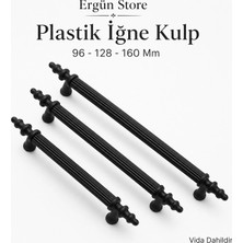 Ergün Store Mobilya Kulpu Boru Iğne Siyah Plastik Dolap Kulpu Kulbu , 96-128-160 mm Vida Dahildir  10 Adet