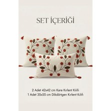 Destiva Home Punch Nakışlı Dekoratif Kırlent Seti 2 Kare 1 Dikdörtgen Kırlent Kılıfı 3lü Boho Modern Salon Seti