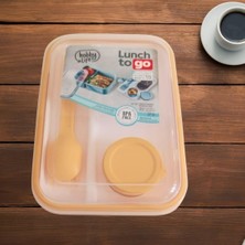 Hobby Life Lunch To Go Bölmeli Beslenme Kabı Sosluk Hazneli Çatal ve Kaşıklı 14,5X20X7,4CM (Turuncu)