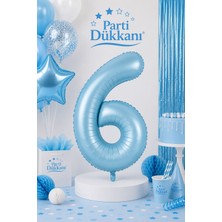 Parti Dükkanı Mavi 6 Rakam Folyo Balon 34 Inç 76 cm Helyum Uyumlu Doğum Günü Baby Shower Yıl Dönümü Parti Balonu (0-9)