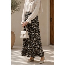 İmaj Butik Siyah Bel Lastikli Desenli Viscon Etek