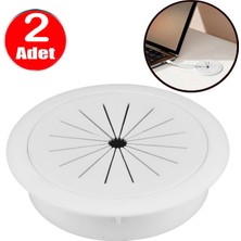 Alet Çantam Masa Üstü Beyaz Kablo Kanalı Kapağı Deliği Kapatma Gizleyici 6cm Yuvarlak Kapak -2 Adet