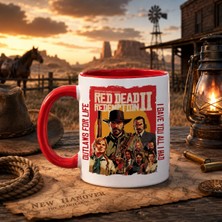 İyi Fikirler Red Dead Redemption Özel Tasarım Kırmızı Porselen Kupa Bardak