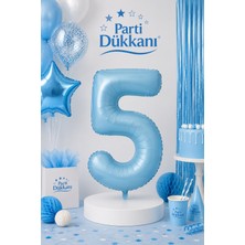 Parti Dükkanı Mavi 5 Rakam Folyo Balon 34 Inç 76 cm Helyum Uyumlu Doğum Günü Baby Shower Yıl Dönümü Parti Balonu (0-9)