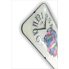 M3 Decorium 45 cm Büyük Kare Dikdörtgen Geometrik Bombe Gerçek Camlı Sessiz Kayar Saniyeli Siyahi Afrikalı Kadın Figürlü Dekoratif Duvar Saati