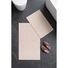 Dekozer Luna Ekru-Kırık Beyaz 2’li Paspas Takımı Banyo, Yumuşak,makinede YIKANABILIR,60X100+50X64