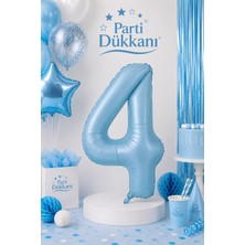 Parti Dükkanı Mavi 4 Rakam Folyo Balon 34 Inç 76 cm Helyum Uyumlu Doğum Günü Baby Shower Yıl Dönümü Parti Balonu (0-9)