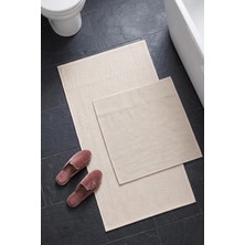 Dekozer Luna Ekru-Kırık Beyaz 2’li Paspas Takımı Banyo, Yumuşak,makinede YIKANABILIR,60X100+50X62
