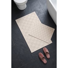 Dekozer Luna Ekru-Kırık Beyaz 2’li Paspas Takımı Banyo, Yumuşak,makinede YIKANABILIR,60X100+50X61