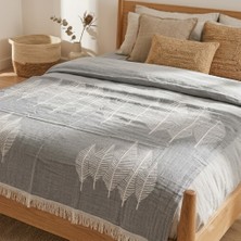 Livoras Home Müslin 220 x 240CM Çift Kişilik Pike Gri - Beyaz