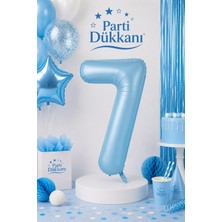 Parti Dükkanı Mavi 7 Rakam Folyo Balon 34 Inç 76 cm Helyum Uyumlu Doğum Günü Baby Shower Yıl Dönümü Parti Balonu (0-9)