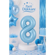 Parti Dükkanı Mavi 8 Rakam Folyo Balon 34 Inç 76 cm Helyum Uyumlu Doğum Günü Baby Shower Yıl Dönümü Parti Balonu (0-9)