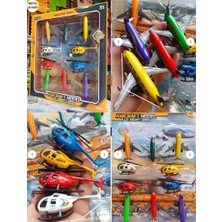 Oyuncak Sahili Havaalanı 10LU Metal Uçak Helikopter Terminal Airport Havalimanı 10 Parça Metal Oyuncak Set