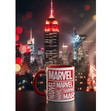 İyi Fikirler Marvel Logo Temalı Özel Tasarım Kırmızı Porselen Kupa Bardak