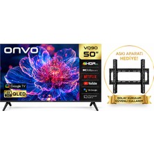 Onvo 50VQ90F3UA 4K Ultra Hd 50" 127 Ekran Uydu Alıcılı Google Smart QLED Tv Askı Aparatı Hediye