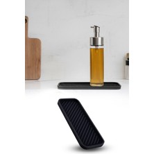Omilife Siyah Silikon Yağdanlık Yağlık Standı Altlık Çok Amaçlı Organizer Sabunluk Altlığı 23x10 Cm