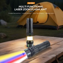 Gaman Pro 80W 8000 Lümen Şarjlı Alüminyum El Feneri 4 Renk Aydınlatma + Kamp Lambası (Pil Göstergeli)