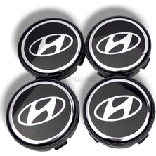 MOZOKO Hyundai Uyumlu 58/55 mm Siyah Krom Geçmeli Jant Göbeği Kapak Seti 4 Adet