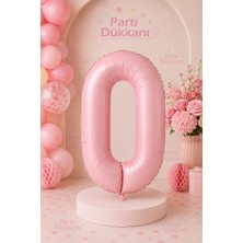 Parti Dükkanı Pembe 0 Rakam Folyo Balon 34 Inç 76 cm Helyum Uyumlu Doğum Günü Baby Shower Yıl Dönümü Parti Balonu (0-9)