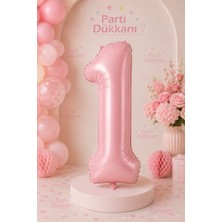 Parti Dükkanı Pembe 1 Rakam Folyo Balon 34 Inç 76 cm Helyum Uyumlu Doğum Günü Baby Shower Yıl Dönümü Parti Balonu (0-9)